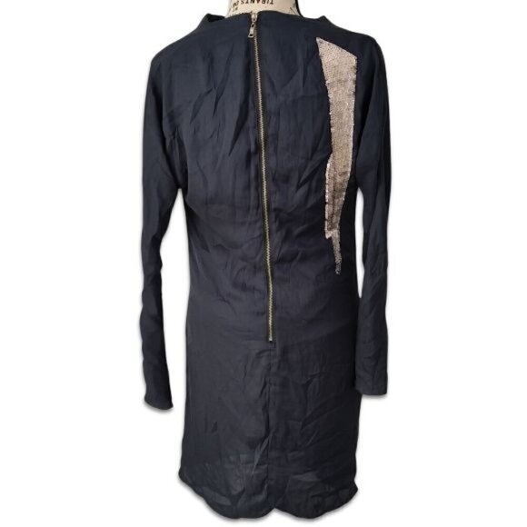 Matthew Williamson Designer Sheath Drape Front Dress Silver Sequins Blue Size 2 - Picture 2 of 7